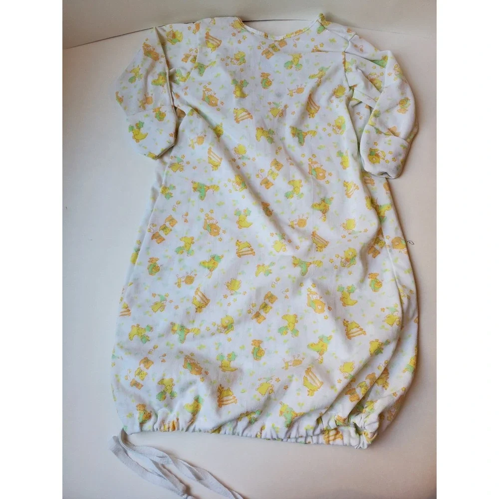 Vintage Carter's Baby Newborn Layette Sleep Gown Yellow Animals Duck Lamb Cat‎